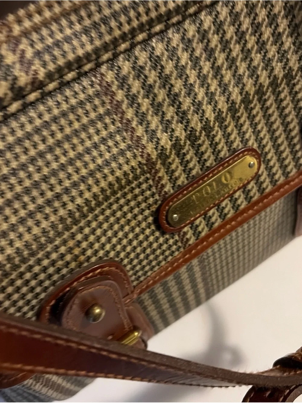 Vintage by Ralph Lauren Houndstooth Messenger Bag with pockets - Picture 7 of 11